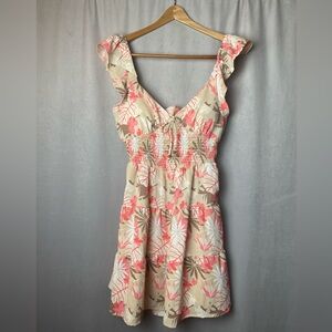 Madden NYC Juniors Cottagecore Floral boho feminine smocked minidress L